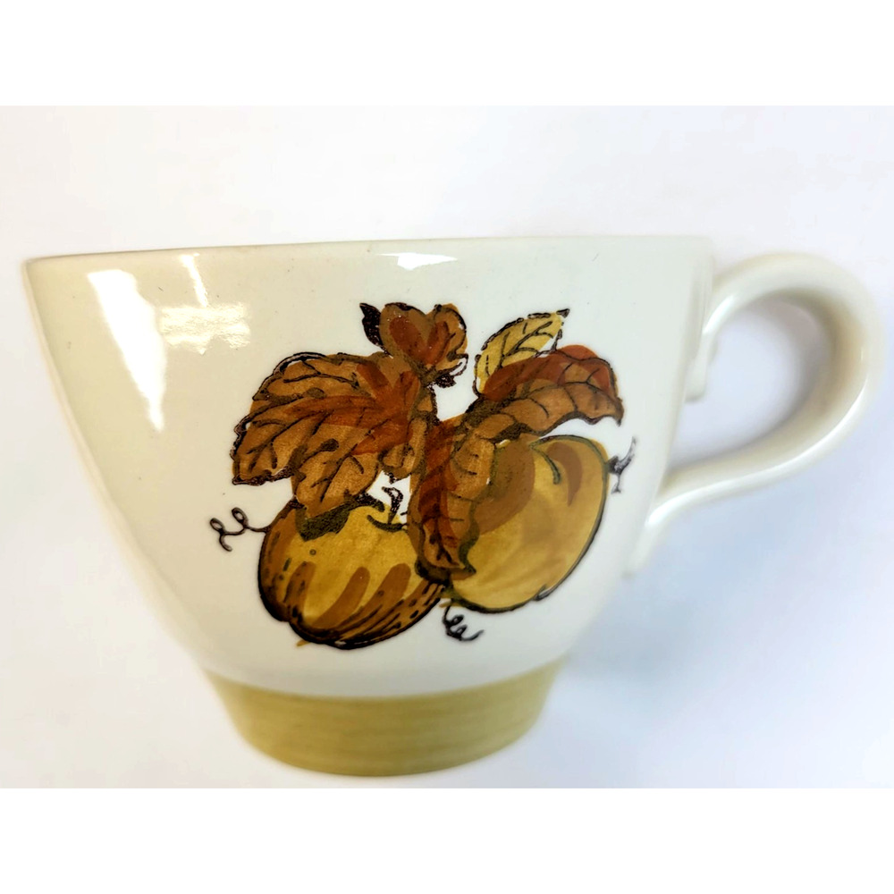 Vintage Metlox Poppytrail Coffee Cup Beige Fruit Motif California Pottery USA